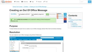 Creating an Out Of Office Message - Zimbra :: Tech Center - Zimbra Wiki
