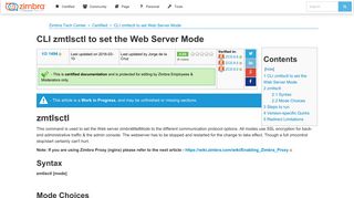 CLI zmtlsctl to set Web Server Mode - Zimbra :: Tech Center