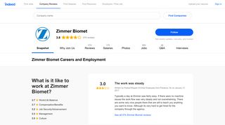 Zimmer Biomet Careers and Employment | Indeed.com