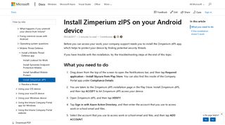 You need to install Zimperium zIPS on your Android device | Microsoft ...
