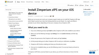 You need to install Zimperium zIPS on your iOS device | Microsoft Docs