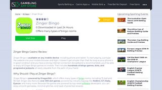 Zinger Bingo Mobile App Review | Gambling App Store.Net