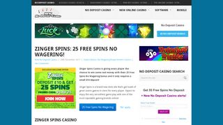 Zinger Spins: 25 Free Spins No Wagering! - New No Deposit Casino
