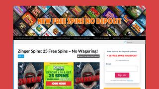 Zinger Spins - New Free Spins No Deposit