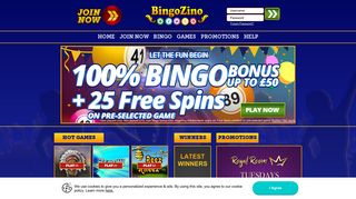 Bingozino - Online Bingo - Bingo Bonuses & Slot Games - 100% Bonus