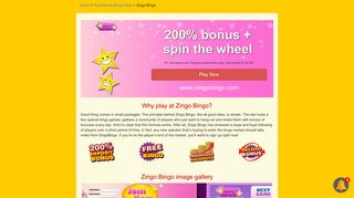 Zingo Bingo 200% bonus + spin the wheel offer