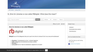 Zinio for Libraries is now called RBdigital. What does this mean ...