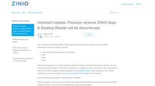 Important Update: Previous versions ZINIO Apps & Desktop Reader ...