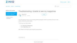 Troubleshooting: Unable to see my magazines – Help Center - Zinio