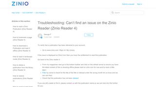 Troubleshooting: Can't find an issue on the Zinio Reader (Zinio ...