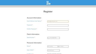 Register - myZio™ - Digital Companion to Zio Patch