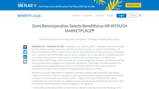 Zions Bancorporation Selects Benefitfocus HR INTOUCH ...