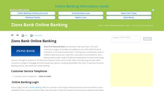 Zions Bank Online Banking - Online Banking Information Guide