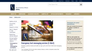 Z-Alert, UA's free emergency text-messaging service : The University ...