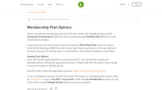 Membership Plan Options – Zipcar