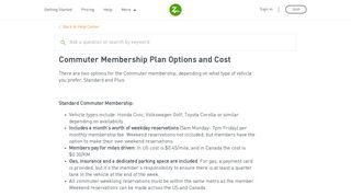 Commuter Membership Plan Options and Cost – Zipcar