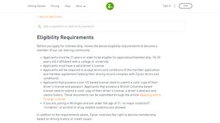 Eligibility Requirements – Zipcar