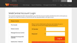 Account Login | WebCentral
