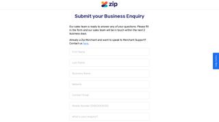 Business Sign Up - zipPay