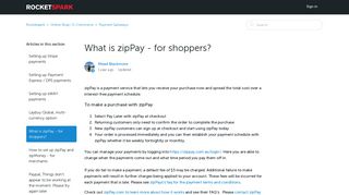 What is zipPay - for shoppers? – Rocketspark