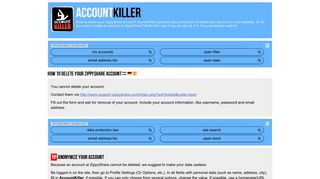 Delete your ZippyShare account | accountkiller.com