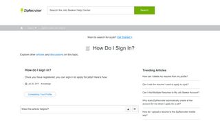 How do I sign in? - ZipRecruiter