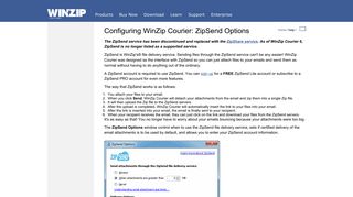 Configuring WinZip Courier: ZipSend Options