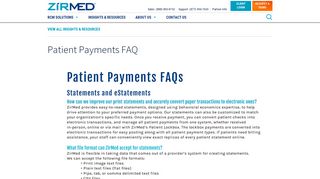 Patient Payments FAQ | ZirMed