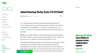 Adult Startup Zivity Cuts 1/3 Of Staff | TechCrunch