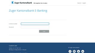 Login E-Banking - E-Banking der Zuger Kantonalbank