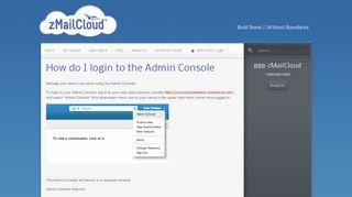 How do I login to the Admin Console | Zimbra as a Service - zMailCloud