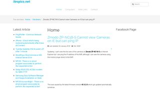 Zmodo ZP-NC18-S Cannot view Cameras on IE but can ping IP ...