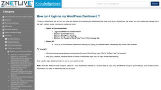How can I login to my WordPress Dashboard ? - ZNetLive