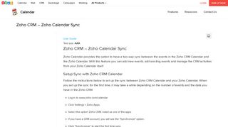 Zoho CRM – Zoho Calendar Sync | Zoho