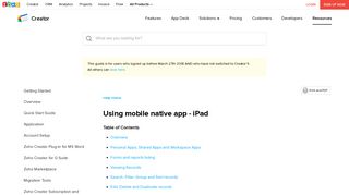 Zoho Creator native app - iPad | Help - Zoho Creator