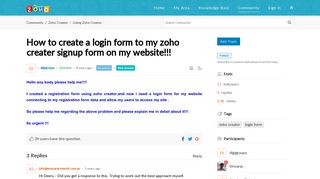 How to create a login form to my zoho creater signup form on my ...