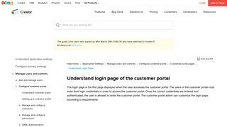 Understand Login Page of the Customer Portal | Zoho Creator Help