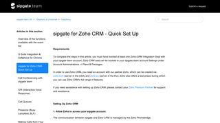 sipgate for Zoho CRM - Quick Set Up – sipgate team UK