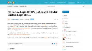 No Secure Login HTTPS (ssl) on ZOHO Mail Custom ... - Zoho Cares