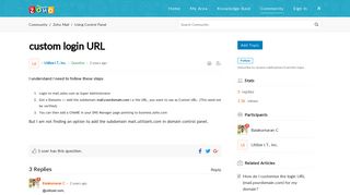 custom login URL - Zoho Cares