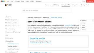 Mobile Edition | Online Help - Zoho CRM