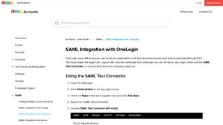 SAML - Configure at OneLogin | Help - Zoho Accounts