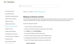 Mapping an Existing Customer - Zoho