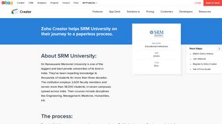 Customer Story- SRM University - Zoho Creator