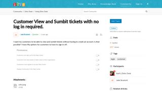 Customer View and Sumbit tickets with no log in required. - Zoho Cares