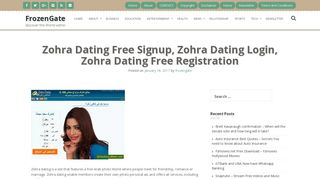 Zohra Dating Free Signup, Zohra Dating Login, Zohra ... - FrozenGate