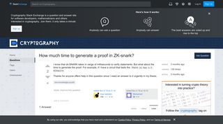 How much time to generate a proof in ZK-snark? - Cryptography ...