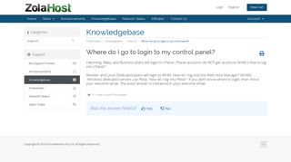 Where do I go to login to my control panel? - Knowledgebase - Zola ...