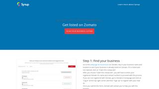 Get listed on Zomato | Synup