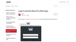 Login to Zomato Book Pro (iPad App) – Zomato Book